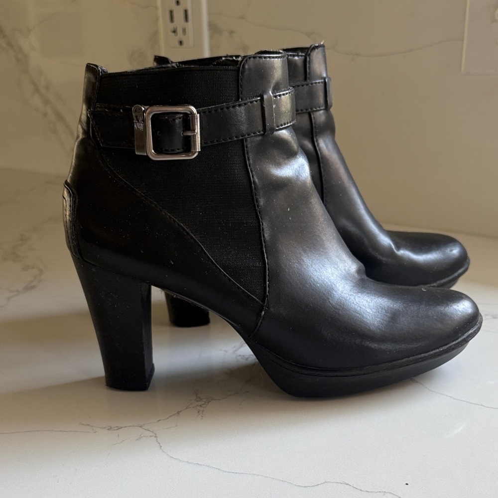 Black Leather Ankle Boots, 7 1/2
